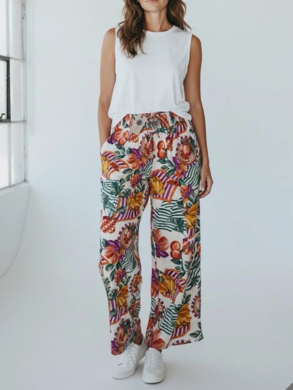 Label Of Love Wide Leg Pant Floral Trousers Boho Tropical Womens Large